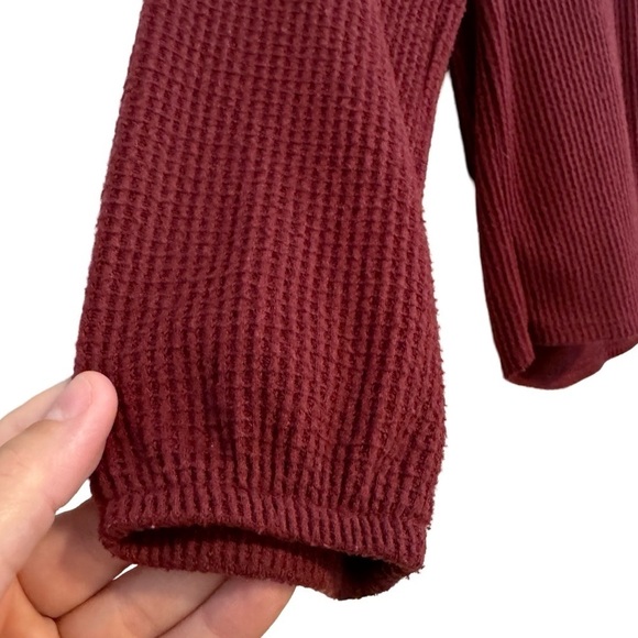 Cat & Jack Maroon Waffle Knit Shirt with Elastic Cuffed Sleeves Size L 10/12 ☀️ - Picture 5 of 13